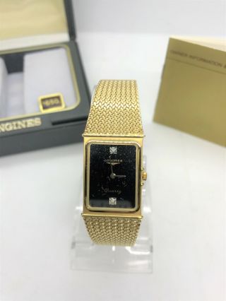 Rare 1980 ' s NOS Longines Gold Tone Diamond Dynasty Unisex Watch Broken Clasp 5