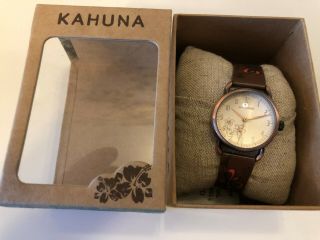Ladies Kahuna Watch,  Gold Face Brown Strap