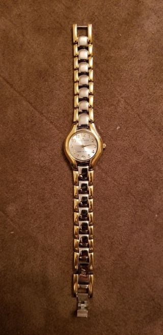 Anne Klein Ladies Watch Gold And Silver Tone Band Silver Face And Gold Case