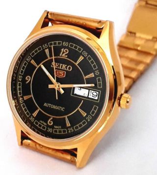 Vintage Seiko 5 Automatic Japan Made Movement No 6309 Gold Plated Men’s Watch