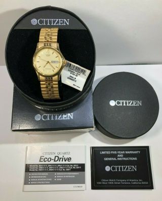 Citizen Watch 5500 - S24485 Smk Quartz Watch Gold Tone Day Date Battery