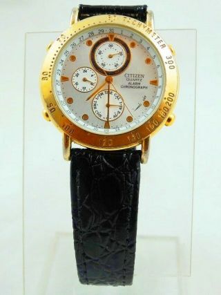 Citizen Alarm Chronograph 6850 - G81228 K Gn - 4 - S Luxury Golden Tone Mens Watch
