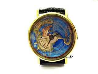 World Map Watch Handmade Woman Leather Wrist Watch With Leather 120