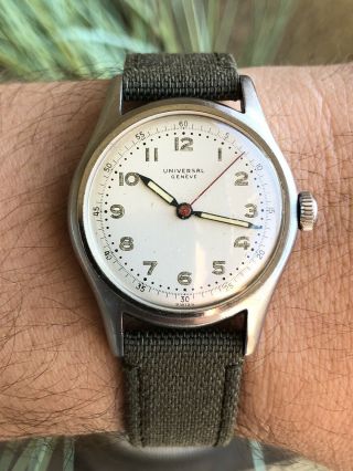Vintage Universal Geneve Watch 1940’s 1950’s Military Style.