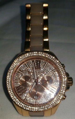 Michael Kors Rose Gold Blush Chrono Womens Glitz Stainless Watch Mk6096