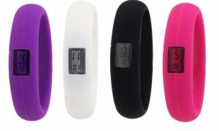 Breo Bangle Design Rubber Strapped Digital Watch - Purple Pink Black Or White