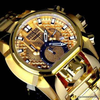 Invicta Reserve Bolt Zeus Magnum Swiss 18kt Gold Plated Dual Dial 52mm Watch