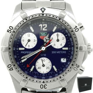 Tag Heuer Professional Ck1112 - 0 Blue Stainless Steel Chronograph Watch W/ Box
