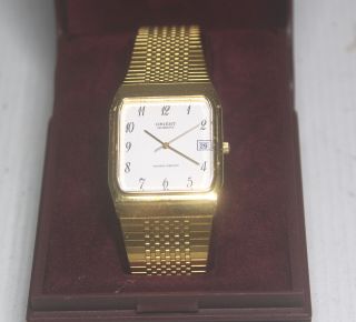 Gents Orient Gold Tone Quartz Wristwatch Spares/repairs - Ca5