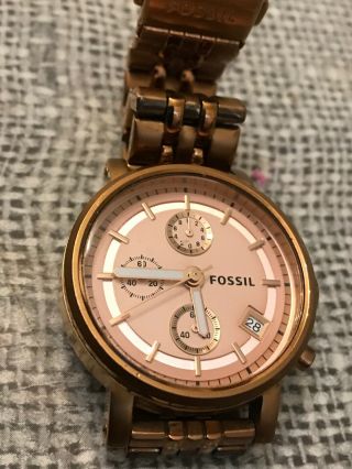 Fossil Es3380 Rose Gold Copper ??? Tone Analog Women 