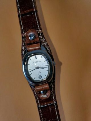 Fossil Stainless Steel Ladies Leather Strap Quartz Watch