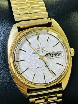 1969 Men 14k Gp Omega 751 Constellation Day Date 24j Automatic Chronometer Watch