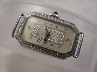 Vintage Gold Fd Antique 1920 Art Deco Lady Bulova Hermetic Sapphire Watch