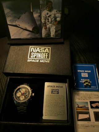 Rare Seiko Nasa Spinoff Chronograph Watch Made Of Space Shuttle Endeavor Tiles