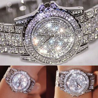 Hot Fashion Women Lady Girl Alloy Bling Rhinestone Analog Quartz Wrist Watch