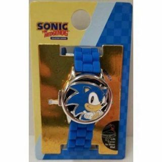 Sonic The Hedgehog Video Game Adult Wrist Watch - Blue Band - Spinner Cover