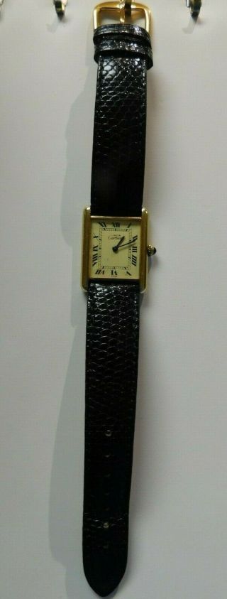 Cartier Must De Tank Vermeil Quartz Wristwatch With Papers