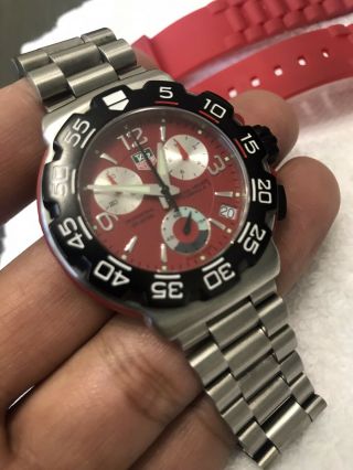 TAG HEUER Men ' s Formula 1 Stainless Steel Red Dial CAC1112 Chronograph Watch 5