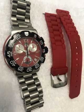 TAG HEUER Men ' s Formula 1 Stainless Steel Red Dial CAC1112 Chronograph Watch 6