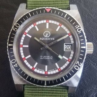 Vintage Swiss Made Aquadive Wristwatch Eta Dive Diver Watch - Strong Runner
