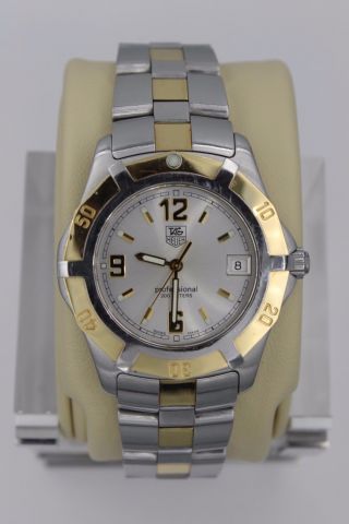 Tag Heuer 18k Gold 2000 Wn1153 Professional Watch Mens Silver Ss 2 Tone 8 "