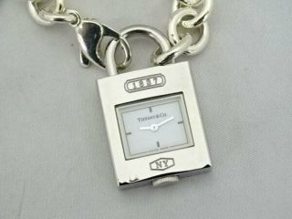 Tiffany&co 1837 Lock Charm Bracelet Silver 925 Bangle Watch Battery