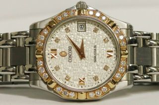 Concord Saratoga Sl Stainless Steel Ss/18k Gold With Mosaic Face And Diamonds