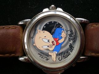 Armitron Warner Brothers Porky Pig Watch Mel Blanc Voice Thats All Folks 1998 2