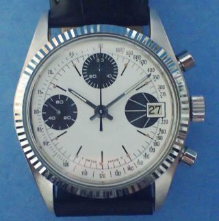 Vintage Valjoux 7765 Chronograph Wristwatch 17j Panda Dial Very Wear Ready