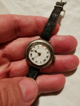 Vintage Silver Case Trench Watch Non Running For Repair