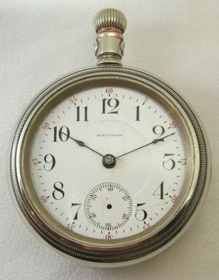 Waltham P.  S.  Bartlett Antique Pocket Watch Silver Color Swing Out 17j 18s