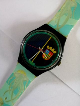 Immaculate 34mm Case Swatch Watch " Sir Swatch " Gb111 1986 Eta Movt Battery