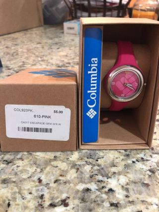 Columbia Escapade Ca017 610 Pink Analog Display Watch Silicone Strap $55 Retail