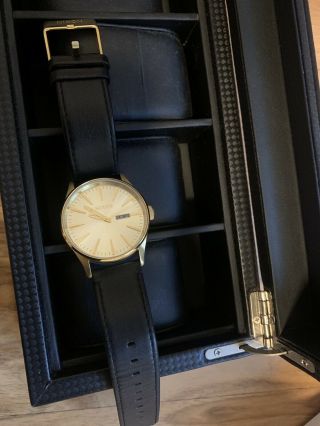Gold/black The Sentry Leather Watch By Nixon