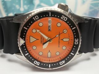 Seiko Day/date Divers 200m Auto Midsize Watch 7s26 - 0030,  Orange (sn 130875)