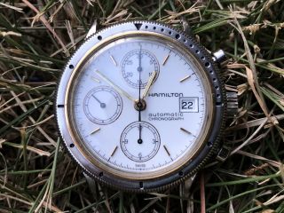 Vintage Hamilton 9304 Valjoux 7750 Chronograph Automatic Watch Rotatable Bezel