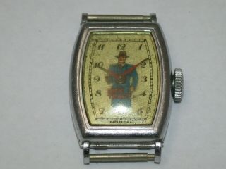 Dick Tracy 1940’s Mechanical Comic & Character Wristwatch.  138m