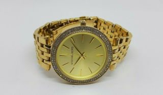 VINTAGE Women ' s MICHAEL KORS MK - 3191 Full Gold Plated Quartz Wrist Watch 2