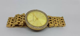 VINTAGE Women ' s MICHAEL KORS MK - 3191 Full Gold Plated Quartz Wrist Watch 4