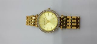 VINTAGE Women ' s MICHAEL KORS MK - 3191 Full Gold Plated Quartz Wrist Watch 5
