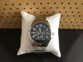 Mens Watch Large Face Silver