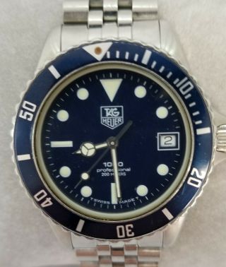Tag Heuer 1000 Professional 200 Meters Watch,  Blue Dial And Blue Bezel 980 613b