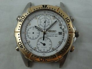 Seiko 7t42 - 6a0b Vintage Japan Chronograph Sports 150 Mens Watch Parts Repair