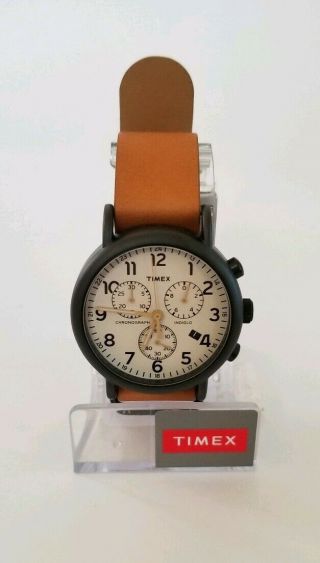 Mens Timex Tw2t29300 Chronograph Watch Brown Leather Strap W36