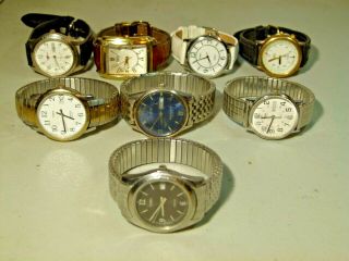 8x Mens Leather And Flex Band Armitron Timex Kenneth Cole Analog Quartz Watches