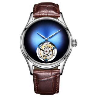Hi Beat Tourbillon Carroussel Mens Wrist Watch Luxury Analog Blue Gradient