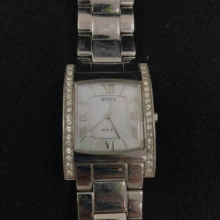 Guess Silver Colour Steel Case Mother Of Pearl Square Face Watch Womens Th236611