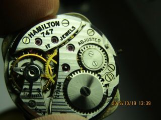 Vintage Men ' s Hamilton 747 watch 10k gold filled for parts/repair 85 5