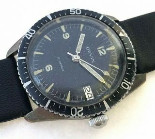 Vintage Orvin Swiss Stainless Steel Hand Winding Divers Watch With Date,  As1951