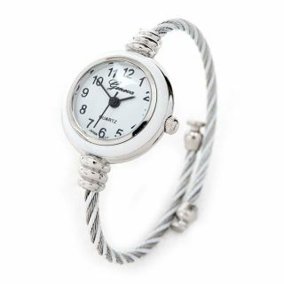 6581 White Silver Cable Wire Band Women 